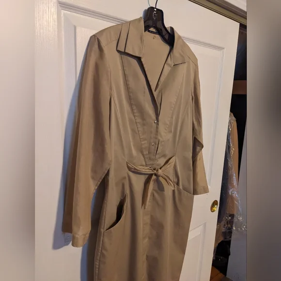 Elie Tahari Khaki Tie Waist Shirt Dress, Sz 8 - Picture 1 of 8